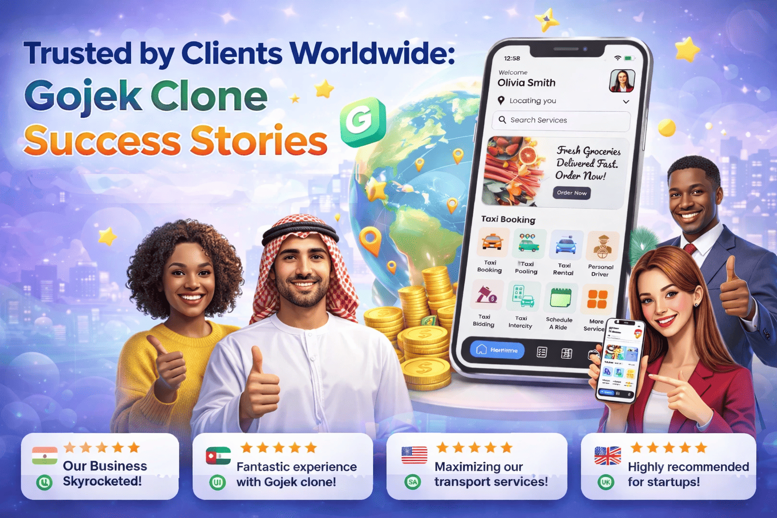 Trusted by Clients Worldwide Gojek Clone Success Stories